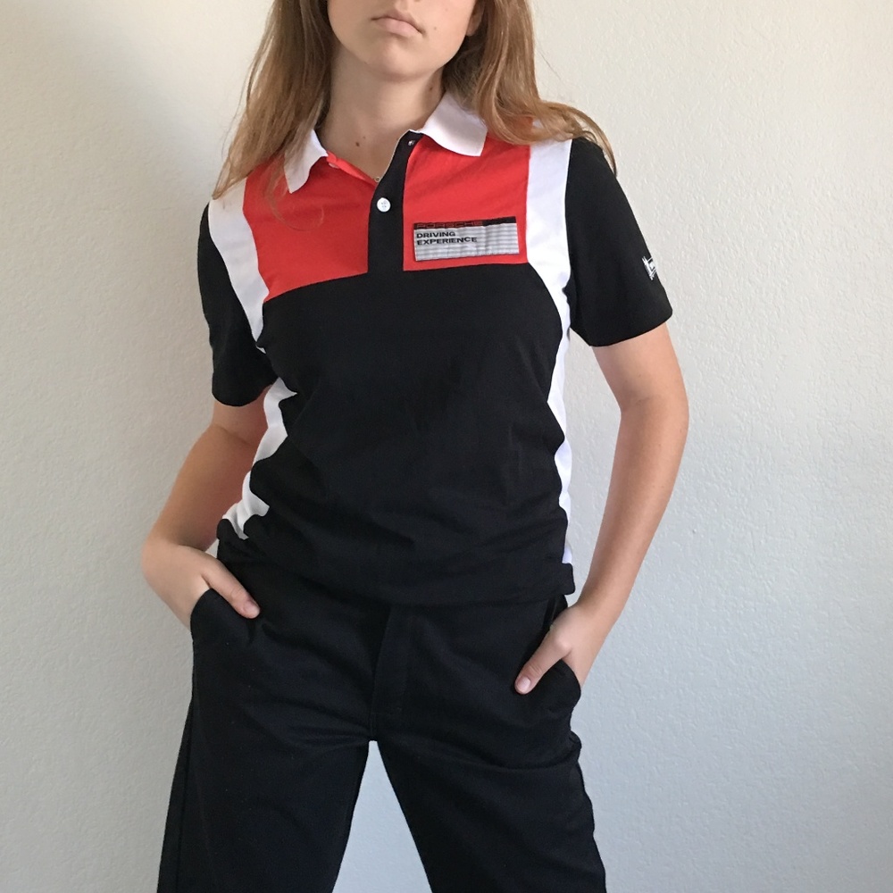 Porsche Design Black Red White Colorblock Polo